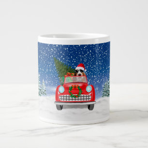 Basset Hound Hund fährt Auto im Schnee Weihnachten Jumbo-Tasse