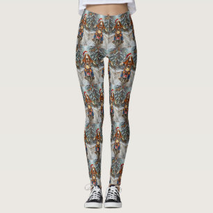 Basset Hound Hund fährt Motorrad Weihnachten  Leggings
