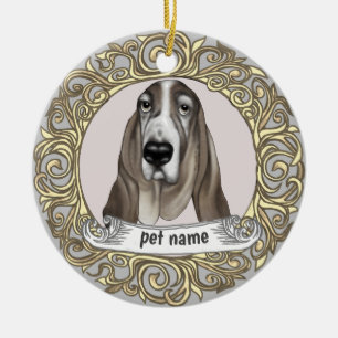 Basset Hound Hund Gedenk Schmuck Keramik Ornament