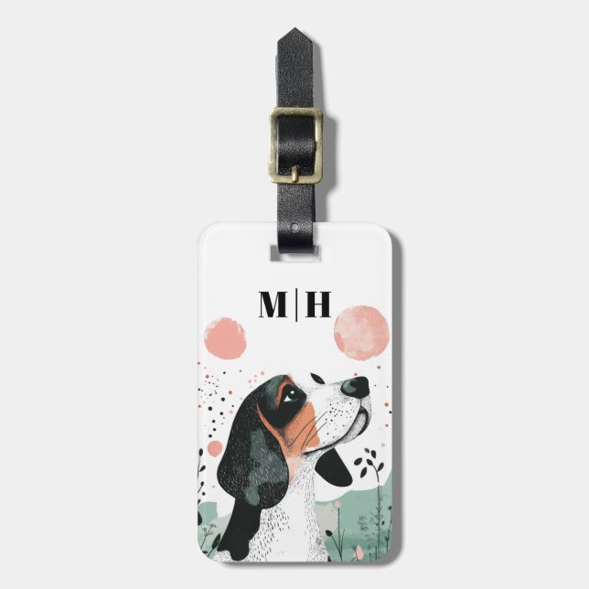 Basset Hound Hund Gepäckanhänger (Vorderseite vertikal)