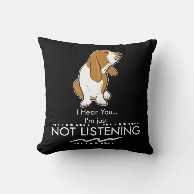 Basset Hound-Hund - hören Sie, dass Sie ich gerade Kissen (Vorderseite)