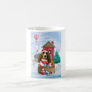 Basset Hound Hund im Schnee Weihnachtshaus Kaffeetasse