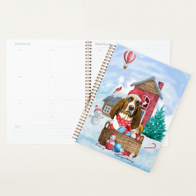 Basset Hound Hund im Schnee Weihnachtshaus Planer (Anzeige)
