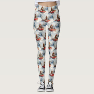 Basset Hound Hund in Sledge Lass es Schnee Weihnac Leggings