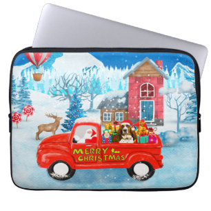 Basset Hound Hund in Weihnachten Lieferung LKW Sch Laptopschutzhülle