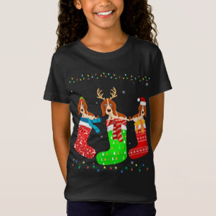 Basset Hound Hund in Xmas Socken Funny Ugly Sweate T-Shirt