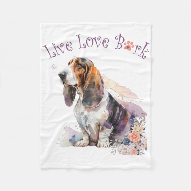 Basset Hound Hund Mama Floral Fleecedecke (Vorderseite)