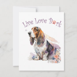 Basset Hound Hund Mama Floral Mitteilungskarte