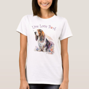 Basset Hound Hund Mama Floral T-Shirt