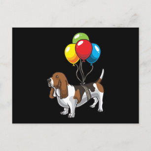 Basset Hound Hund mit Ballons Postkarte