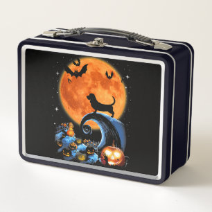 Basset Hound Hund Moon Pumpkin Halloween Metall Brotdose