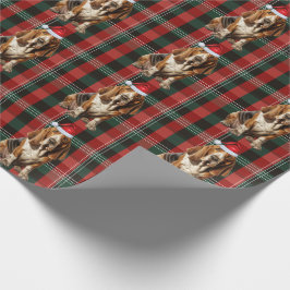Basset Hound Hund Rot und Grün Karierte Weihnachte Geschenkpapier