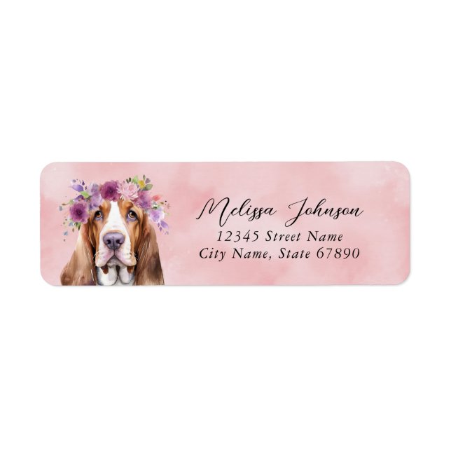 Basset Hound Hund Rücksendeadressen-Aufkleber (Vorne)