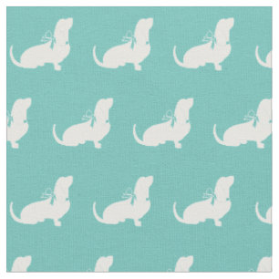 Basset Hound Hund Silhouette Haustier Aquamarin Stoff