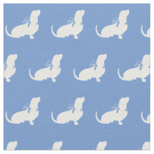 Basset Hound Hund Silhouette Pet Light Blue Stoff