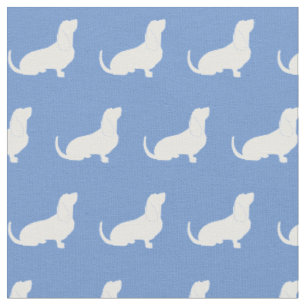 Basset Hound Hund Silhouette Pet Light Blue Stoff