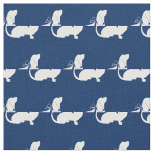 Basset Hound Hund Silhouette Pet Navy Blue Stoff