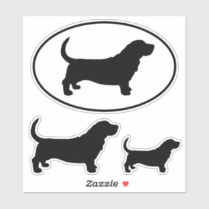 Basset Hound Hund Silhouetten Vinyl Sticker Set