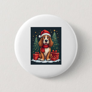Basset Hound Hund Weihnachten Party Santa Dog Love Button