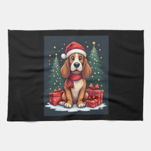 Basset Hound Hund Weihnachten Party Santa Dog Love Geschirrtuch