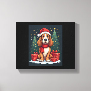 Basset Hound Hund Weihnachten Party Santa Dog Love Leinwanddruck