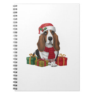 Basset Hound Hund Weihnachten Party Santa Dog Love Notizblock