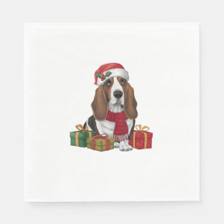 Basset Hound Hund Weihnachten Party Santa Dog Love Serviette