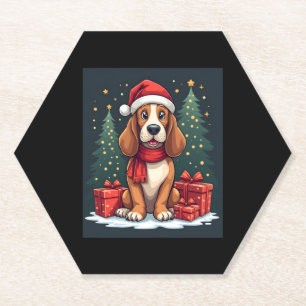 Basset Hound Hund Weihnachten Party Santa Dog Love Untersetzer