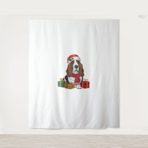 Basset Hound Hund Weihnachten Party Santa Dog Love Wandteppich
