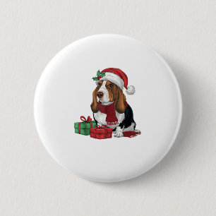 Basset Hound Hund Weihnachten Party Weihnachten We Button