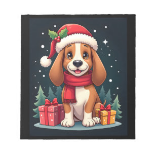 Basset Hound Hund Weihnachts-Outfits Santa Hut Hun Notizblock