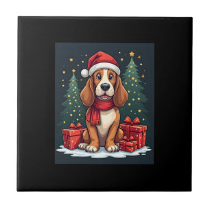 Basset Hound Hund Weihnachtsfeiern Santa Hunde Lie Fliese