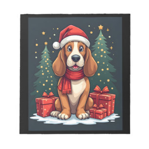 Basset Hound Hund Weihnachtsfeiern Santa Hunde Lie Notizblock