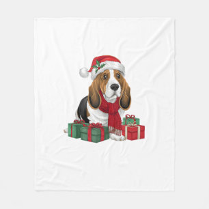 Basset Hound Hund WeihnachtsOutfits Weihnachtsmann Fleecedecke