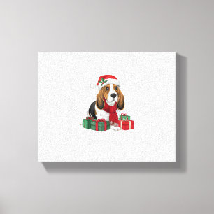 Basset Hound Hund WeihnachtsOutfits Weihnachtsmann Leinwanddruck