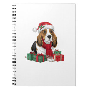 Basset Hound Hund WeihnachtsOutfits Weihnachtsmann Notizblock