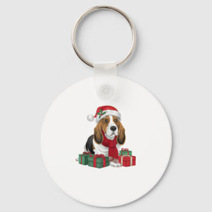 Basset Hound Hund WeihnachtsOutfits Weihnachtsmann Schlüsselanhänger