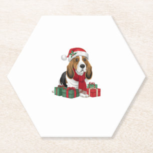 Basset Hound Hund WeihnachtsOutfits Weihnachtsmann Untersetzer