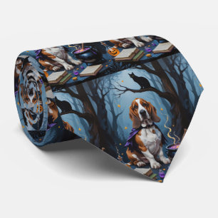 Basset Hound Hund Whimsical Halloween-Malerei Krawatte