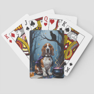 Basset Hound Hund Whimsical Halloween-Malerei Spielkarten