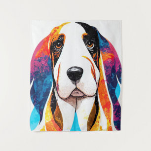 Basset Hound Hund Wildnatur Tierfarbmalerei Wandteppich