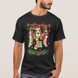 Basset Hound Hunde Inside Weihnachten Socks Merry T-Shirt