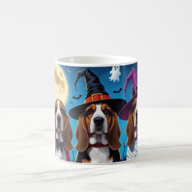 Basset Hound Hunde Pumpkin Halloween Funny Kaffeetasse (Mittel)