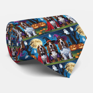 Basset Hound Hunde Pumpkin Halloween Funny Krawatte