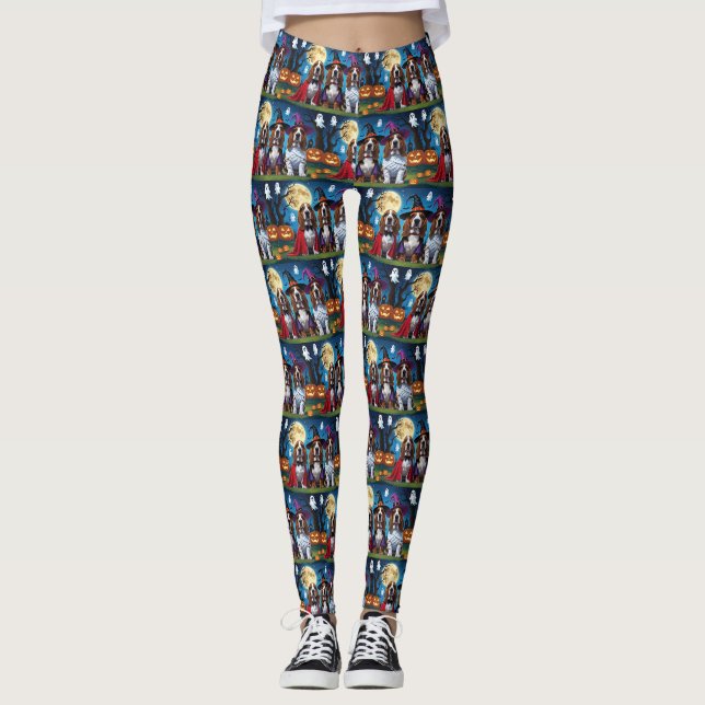 Basset Hound Hunde Pumpkin Halloween Funny Leggings (Vorderseite)