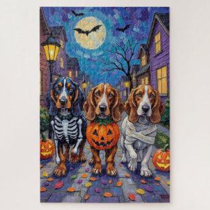 Basset Hound Hunde Trick-or-Treating zu Halloween
