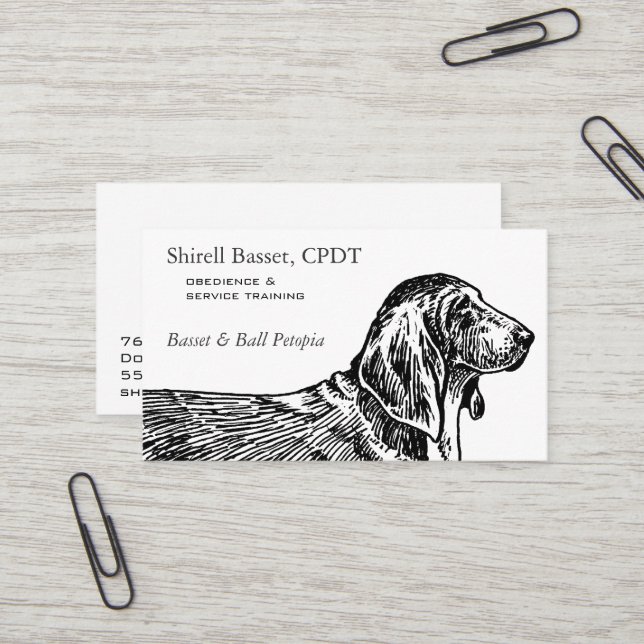 Basset Hound-Hundegeschäft Visitenkarte (Vorderseite/Rückseite Beispiel)