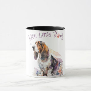 Basset Hound Hundemama Blumenmuster Tasse