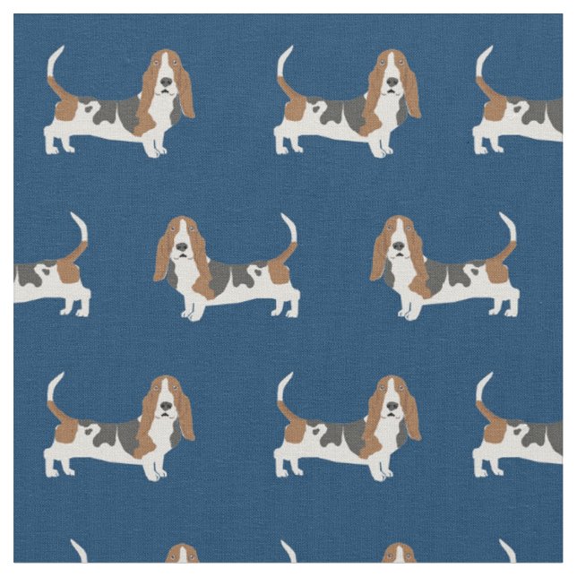 Basset Hound Hundeschwache blau Stoff (Nahaufnahme)