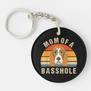 Basset Hound-Hündin präsentiert Lustige Mama eines Schlüsselanhänger